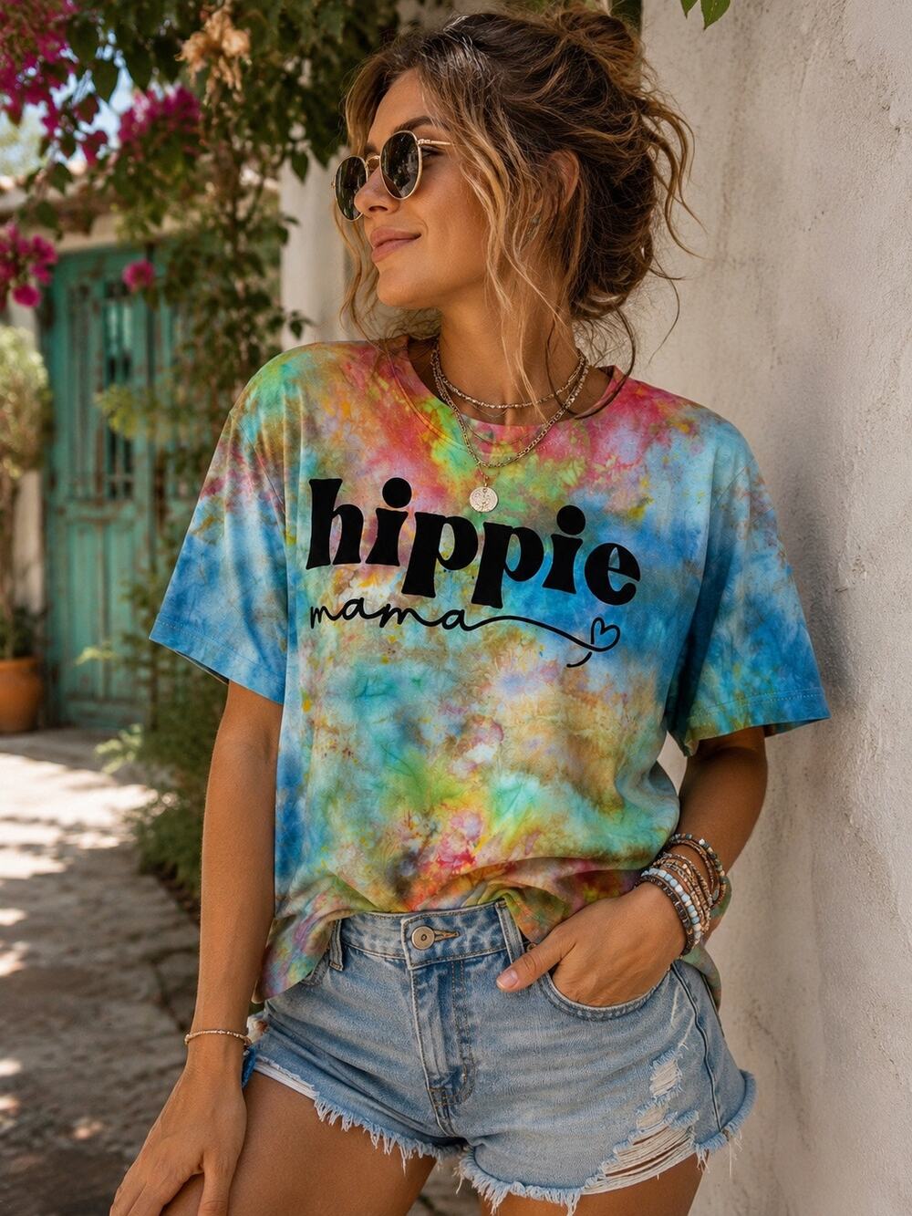 Bella Canvas Hippie Mama Tie Dye Boho Festival Tee M